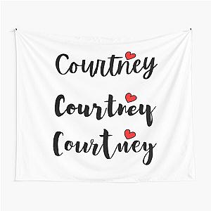 Courtney Name Cute Mini Heart Triple Fonts Tapestry