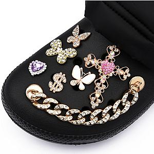 Bling Croc Charms Designer Metal Chain Rhinestone Shoe Decorations Croc Accessories