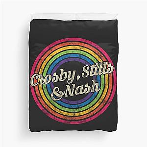 Crosby Stills Nash T-ShirtCrosby , Stills & Nash - Retro Rainbow Faded-Style Duvet Cover