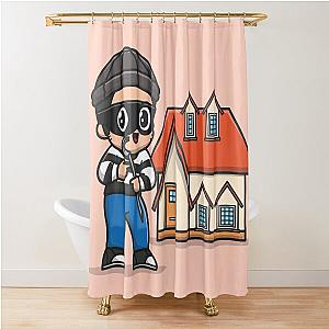 Merry Mischief: Cute Thief with Crowbar Cartoon Shower Curtain