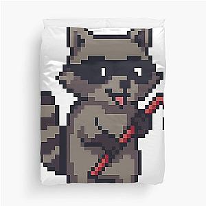 Pixel Raccoon Duvet Cover