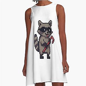 Pixel Raccoon A-Line Dress