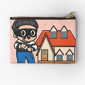 Merry Mischief: Cute Thief with Crowbar Cartoon Icon Zipper Pouch