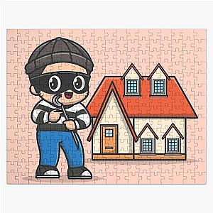 Merry Mischief: Cute Thief with Crowbar Cartoon Icon Jigsaw Puzzle