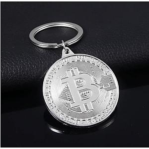 Bitcoin Merch - Silver Bitcoin Pendant Keychain