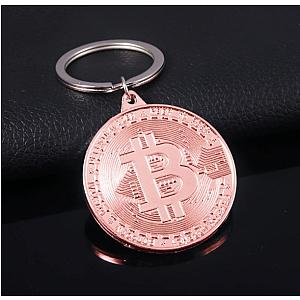 Bitcoin Merch - Rose Gold Bitcoin Pendant Keychain