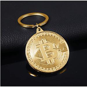 Bitcoin Merch - Golden Bitcoin Pendant Keychain