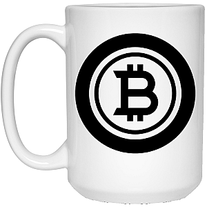 Bitcoin Merch - Black 15 oz. White Mug TCP1607