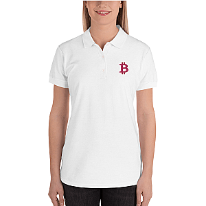 Bitcoin Merch - Black Women's Embroidered Polo Shirt TCP1607