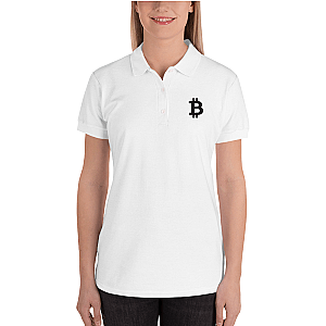 Bitcoin Merch - Black Women's Embroidered Polo Shirt TCP1607