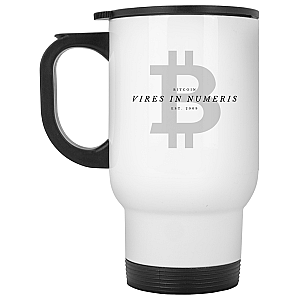 Bitcoin Merch - Vires in numeris White Travel Mug TCP1607