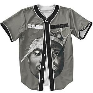 TuPac &amp; Biggie Smalls Outfit – Tupac Shakur &amp; Biggie Smalls Half Face Design Baseball Jersey