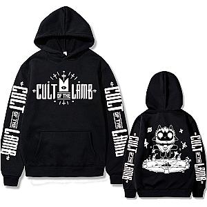 Cartoon Game Cult of The Lamb White Title Print Hoodies