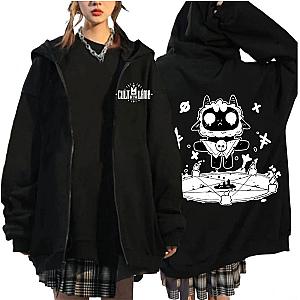 Horror Game Cult of The Lamb White Print Zipper Coat Tracksuit