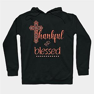 Thankful &amp; Blessed Decorative Cross Christian Women Autumn  Hoodie TP1501