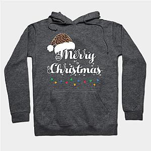 Merry Christmas Lights Santa Hat Leopard Print Xmas Holiday  Hoodie TP1501