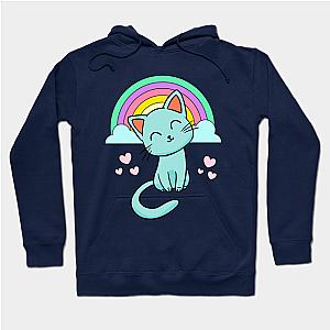 Cute Kitty Cat With Rainbow &amp; Hearts Girls  Hoodie TP1501