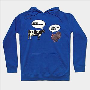 Happy Thanksgiving Fuck You Kevin Funny Cow and Turkey Quote  Hoodie TP1501