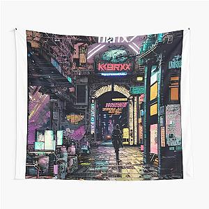 Cyber City Scene Tapestry - Kabuki Arcade