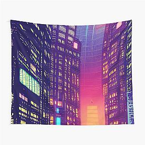 Dystopian Cyber City Wall Tapestry