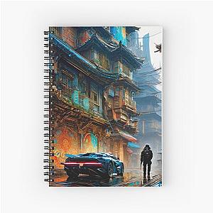 Cyber City Lowtown - Sci-Fi Art Spiral Notebook