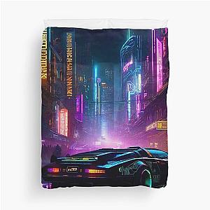 Cyber City Character Concept Duvet Cover - City at Night 2