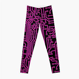 Cyberpunk Leggings - Cyberpunk Geek Style Pink and Black Circuit Board Pattern Leggings RB1110