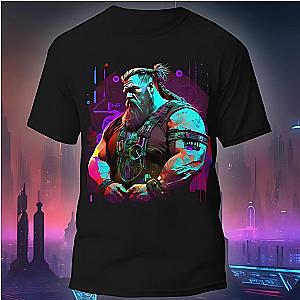 Cyberpunk Viking Warrior Muscular Man Workout Tshirt