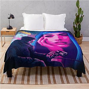 Cyberpunk Blanket - Blade Runner 2049 - Joi and Joe - Cyberpunk Girl Hologram Artwork Throw Blanket RB1110