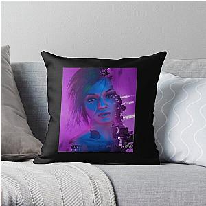 Cyberpunk Pillows - women cyberpunk ungu Throw Pillow RB1110