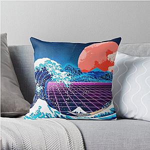 Cyberpunk Pillows - Synthwave Space: The Great Wave off Kanagawa [synthwave/vaporwave/retrowave/cyberpunk] Throw Pillow RB1110