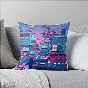 Cyberpunk Pillows - Cyberpunk Village Throw Pillow RB1110