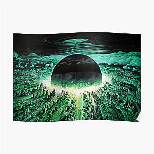 Cyberpunk Posters - Akira Green Japanese Cyberpunk City Explosion Poster Poster RB1110