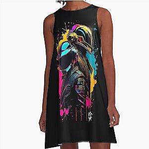 Daft Punk Tshirt, DJ Legends, Electronic Music, EDM Clubbing, Get Lucky, Daft Punk Helmet A-Line Dress