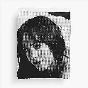 Dakota Johnson Black & White Portrait Made Of Points Duvet Cover