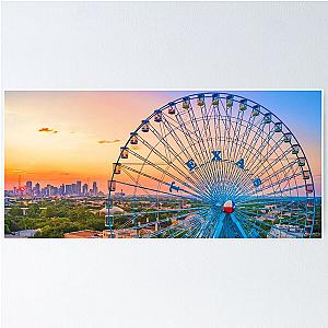 State Fair Ferris Wheel with Dallas skyline Poster