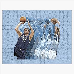 Luka Doncic and Dirk Nowitzki of the Dallas Mavericks Jigsaw Puzzle