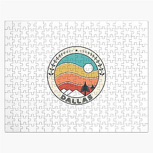 Dallas Retro Vintage Sunset Texas Mountain Souvenir Gift Hometown Jigsaw Puzzle