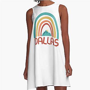 Dallas Retro Vintage Rainbow Texas Mountain Souvenir Gift Hometown A-Line Dress