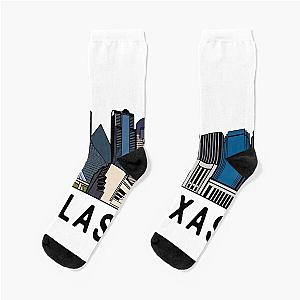 Dallas Texas Skyline Art Socks