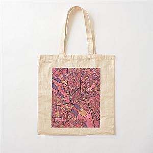 Dallas Map Pattern in Purple Pink Cotton Tote Bag