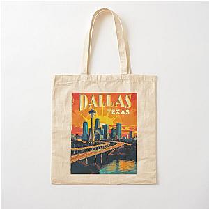Vibrant Dallas Skyline - Retro Pop Art of Dallas Poster - Bold Dallas Artwork - Iconic Dallas Landmarks Cotton Tote Bag