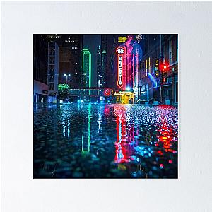 Downtown Dallas in the Rain Poster