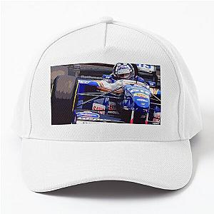 Damon Hill racing his 1995 FW17 F1 racecar over watercolor Baseball Cap