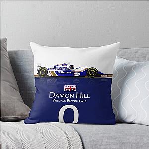 Williams FW16 - Damon Hill with Background Throw Pillow