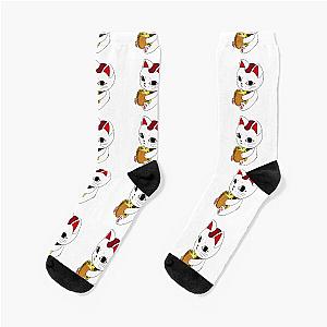 Turbo Granny Dandadan Maneki Neko eating Yakisoba Bread Socks