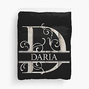 Daria Name - Wood Style  Monogram Letter D The Daria Name Gift For Daria Duvet Cover