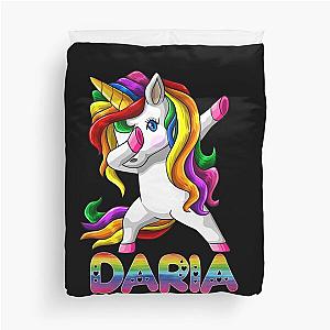 Daria Name Rainbow Text -  Daria Dabbing Unicorn Gift For Daria Duvet Cover