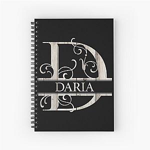 Daria Name - Wood Style  Monogram Letter D The Daria Name Gift For Daria Spiral Notebook