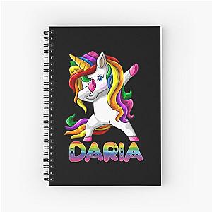 Daria Name Rainbow Text -  Daria Dabbing Unicorn Gift For Daria Spiral Notebook